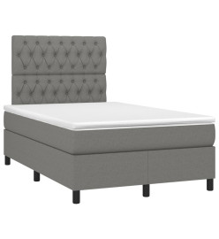 Sommier tapissier et matelas et LED Gris foncé 120x200 cm Tissu