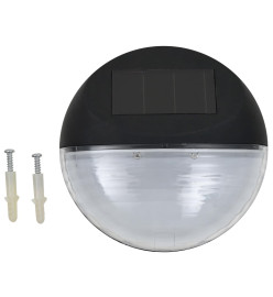 Lampes solaires murales à LED d'extérieur 24 pcs Rond Noir