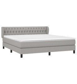 Lit à sommier tapissier avec matelas Gris clair 180x200cm Tissu