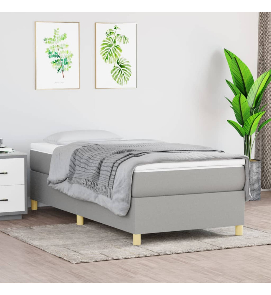 Lit à sommier tapissier avec matelas Gris clair 80x200 cm Tissu Lit à sommier tapissier avec matelas Gris clair 80x200 cm Tissu
