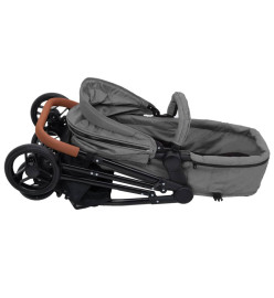 Poussette pour bébé 2-en-1 Gris clair et noir Acier