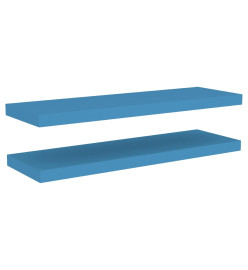 Étagères murales flottantes 2 pcs Bleu 80x23,5x3,8 cm MDF