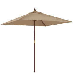 Parasol de jardin avec mât en bois taupe 198x198x231 cm