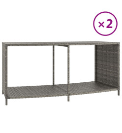 Étagères de rangement 2 pcs gris résine tressée