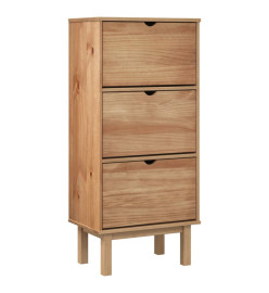 Armoire à chaussures OTTA avec 3 tiroirs Marron Bois massif pin