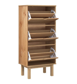 Armoire à chaussures OTTA avec 3 tiroirs Marron Bois massif pin