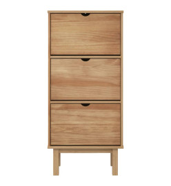 Armoire à chaussures OTTA avec 3 tiroirs Marron Bois massif pin