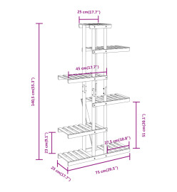 Support à fleurs 75x25x140,5 cm bois massif de sapin