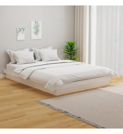 Cadre de lit blanc bois massif 120x190 cm petit double