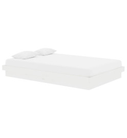 Cadre de lit blanc bois massif 120x190 cm petit double