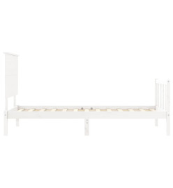 Cadre de lit avec tête de lit blanc 90x200 cm bois massif