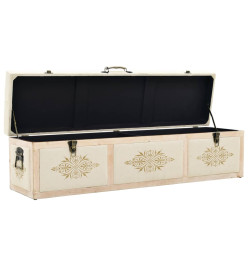 Banc de rangement 110 cm Crème Bois de sapin massif et tissu