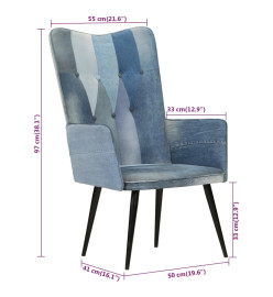 Chaise à oreilles Denim patchwork Toile