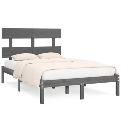 Cadre de lit Gris Bois massif 140x200 cm