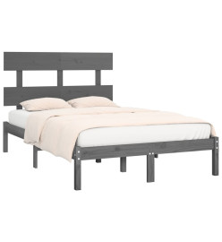 Cadre de lit Gris Bois massif 140x200 cm