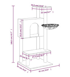 Arbre à chat avec griffoirs en sisal Gris foncé 108,5 cm
