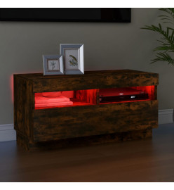 Meuble TV avec lumières LED chêne fumé 80x35x40 cm