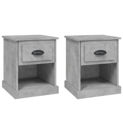 Tables de chevet 2 pcs gris béton 39x39x47,5 cm bois ingénierie