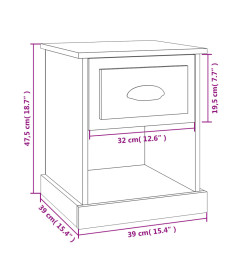 Tables de chevet 2 pcs gris béton 39x39x47,5 cm bois ingénierie