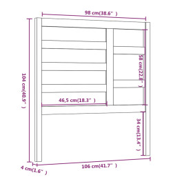 Tête de lit Blanc 106x4x104 cm Bois massif de pin
