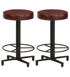 Tabourets de bar lot de 2 52 cm cuir véritable