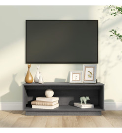 Meuble TV Gris 90x35x35 cm Bois de pin massif