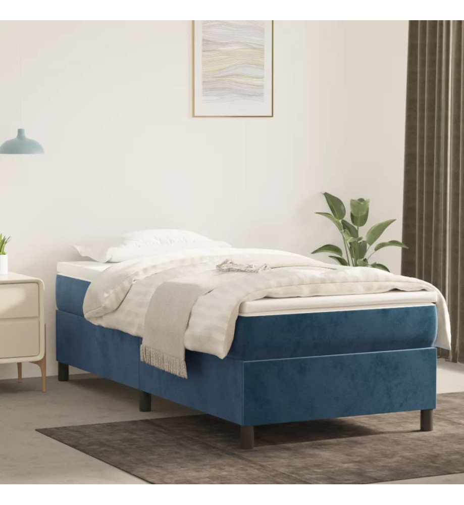Lit à sommier tapissier avec matelas Bleu foncé 90x200 cm Lit à sommier tapissier avec matelas Bleu foncé 90x200 cm