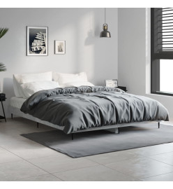 Cadre de lit gris béton 140x190 cm bois d'ingénierie