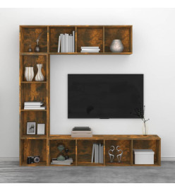 Ensemble bibliothèque/meuble TV 3 pcs Chêne fumé 180x30x180 cm