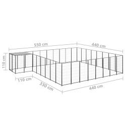 Chenil Noir 20,57 m² Acier