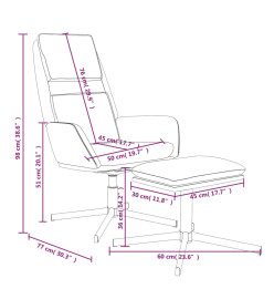 Chaise de relaxation avec tabouret Gris foncé Velours