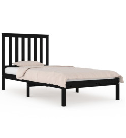 Cadre de lit Noir Bois de pin massif 90x200 cm