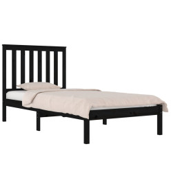 Cadre de lit Noir Bois de pin massif 90x200 cm