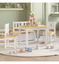 Ensemble de table et chaises enfants 4 pcs Blanc et beige MDF