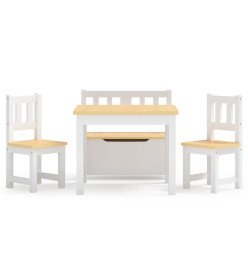 Ensemble de table et chaises enfants 4 pcs Blanc et beige MDF