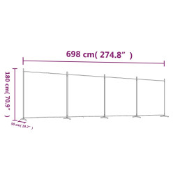 Cloison de séparation 4 panneaux Marron 698x180 cm Tissu