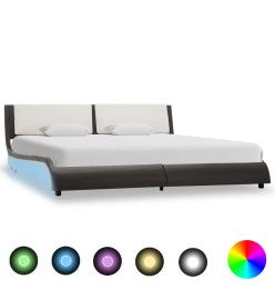 Cadre de lit avec LED Gris et blanc Similicuir 180 x 200 cm