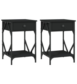 Tables de chevet 2 pcs noir 40x42x60 cm bois d'ingénierie