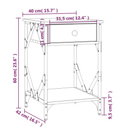 Tables de chevet 2 pcs noir 40x42x60 cm bois d'ingénierie