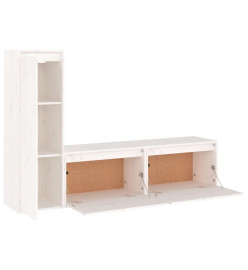 Meubles TV 3 pcs Blanc Bois massif de pin