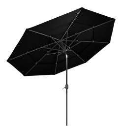 Parasol à 3 niveaux avec mât en aluminium Noir 3 m