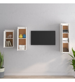 Meubles TV 3 pcs Blanc Bois massif de pin