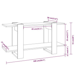 Bibliothèque Chêne fumé 100x30x51 cm Bois d'ingénierie