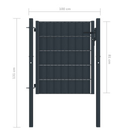 Portail de clôture PVC et acier 100x81 cm Anthracite