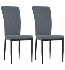 Chaises à manger lot de 2 Gris foncé Velours