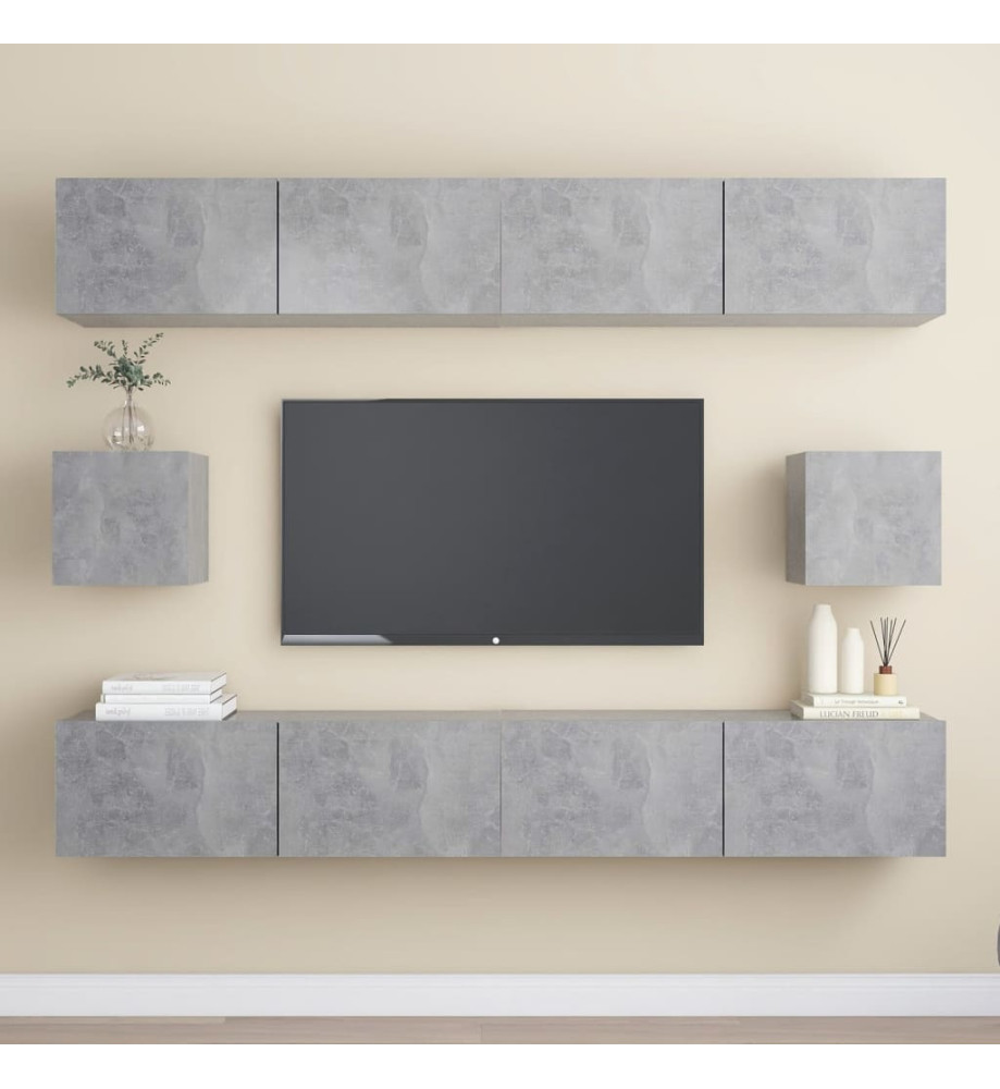 Ensemble de meubles TV 6 pcs Gris béton Aggloméré