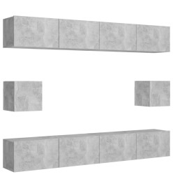 Ensemble de meubles TV 6 pcs Gris béton Aggloméré