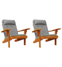 Coussins de chaise adirondack lot de 2 gris tissu oxford