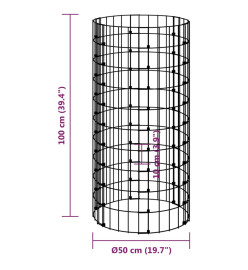 Poteau à gabion circulaire Acier galvanisé Ø50x100 cm