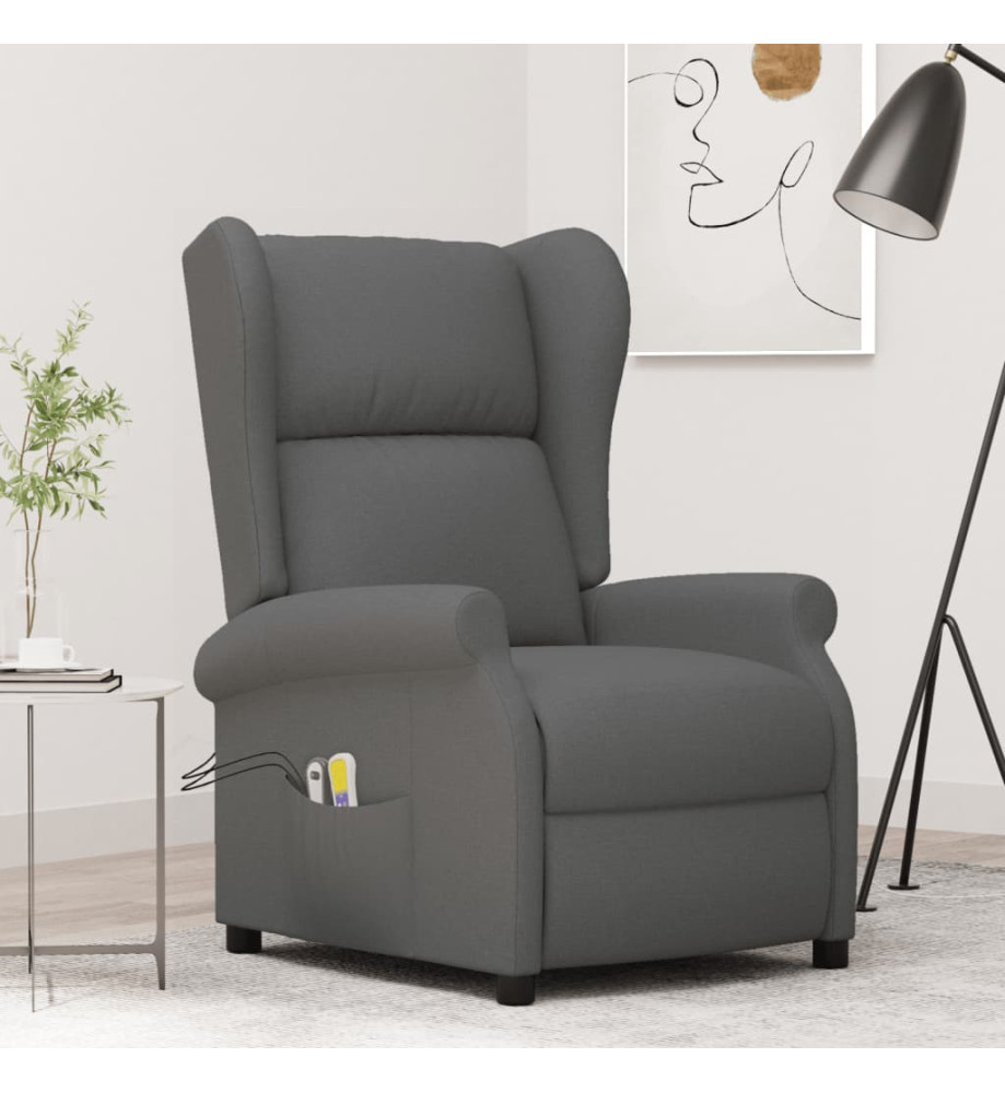 Fauteuil de massage électrique à oreilles gris foncé Tissu